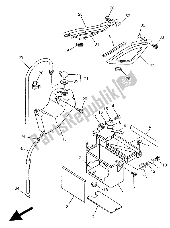 All parts for the Side Cover of the Yamaha TDM 850 1996