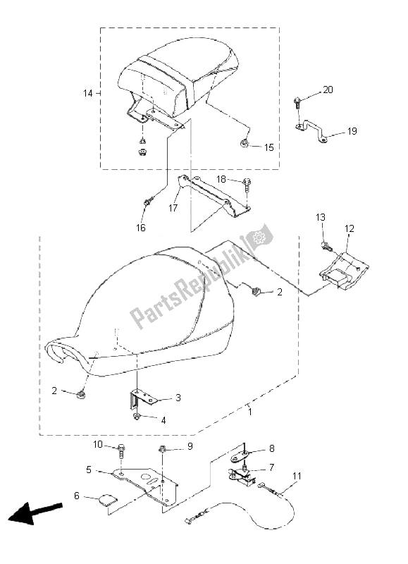 Todas las partes para Asiento de Yamaha XVS 1300A Midnight Star 2008