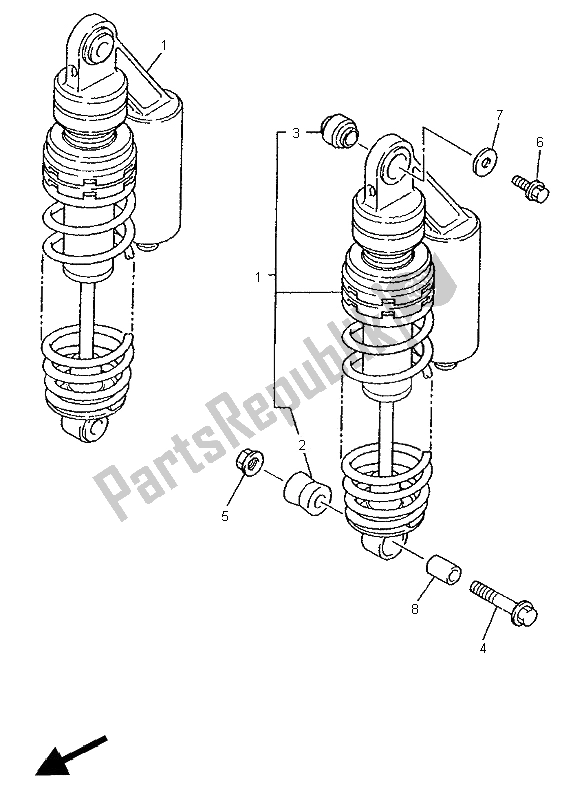 Todas las partes para Suspensión Trasera de Yamaha XJR 1200 1996