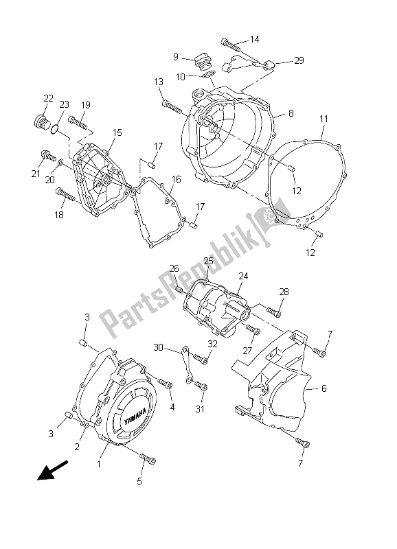 All parts for the Crankcase Cover 1 of the Yamaha FZS 1000 S Fazer 2003