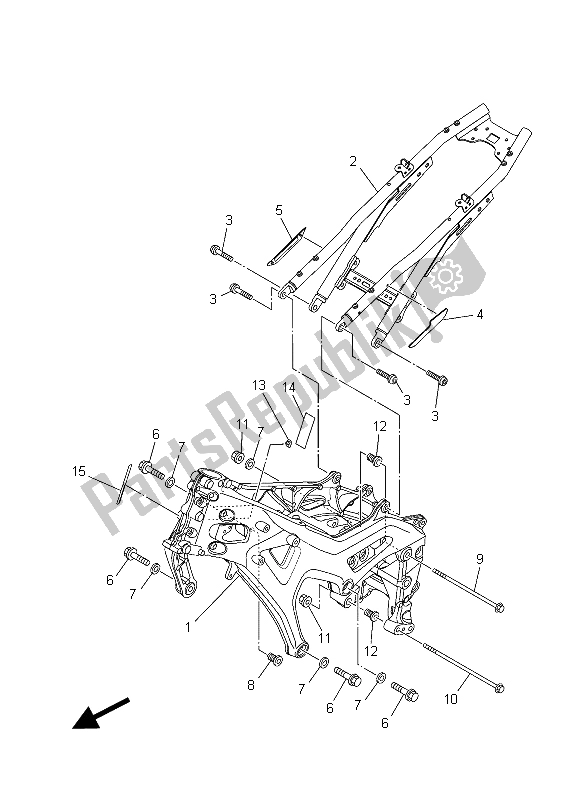 All parts for the Frame of the Yamaha MT 09 900 2015