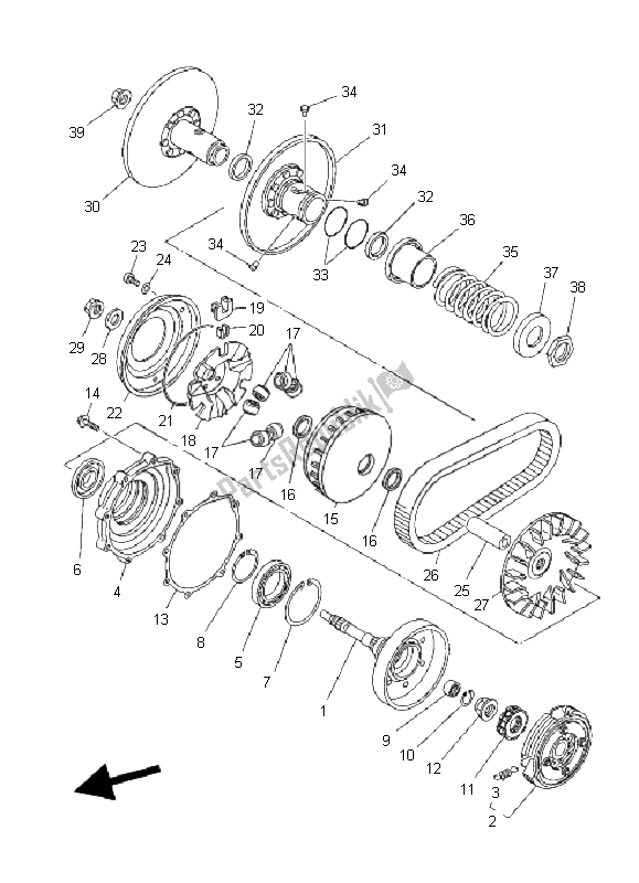 All parts for the Clutch of the Yamaha YFM 350X Wolverine 2X4 2008