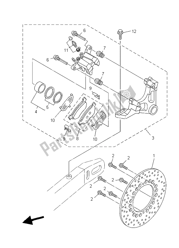 Todas las partes para Pinza De Freno Trasero de Yamaha TDM 900A 2006