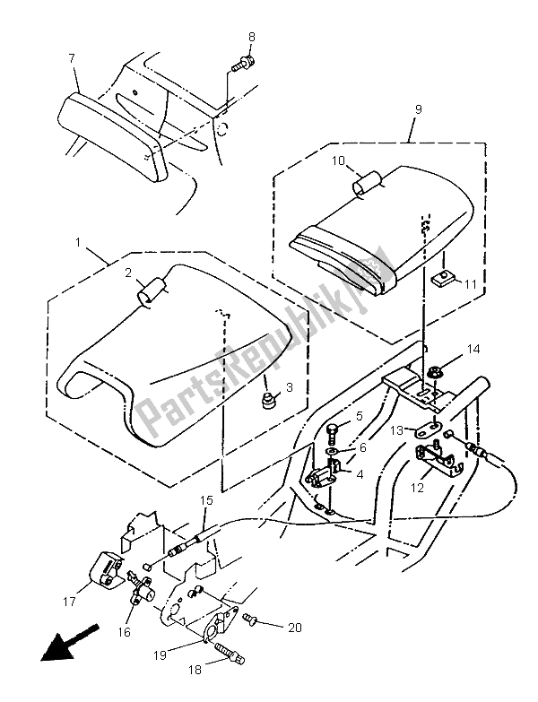 All parts for the Seat of the Yamaha TRX 850 1997