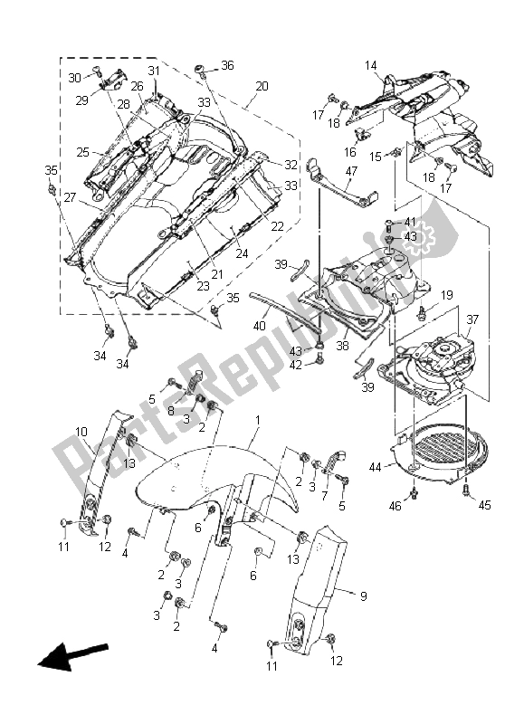 All parts for the Fender of the Yamaha MT 01 5 YU3 1670 2006
