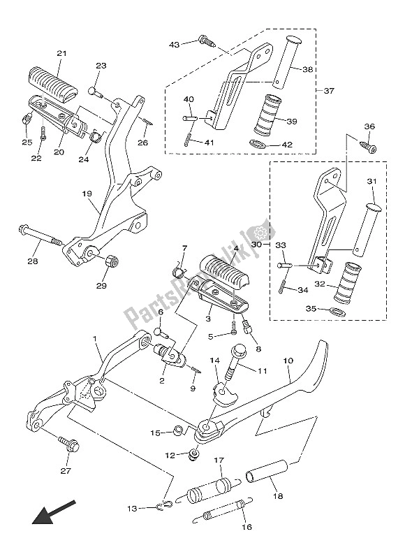 All parts for the Stand & Footrest of the Yamaha XVS 950 CR 60 TH Anniversy 2016