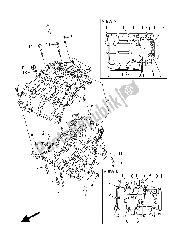 All parts for the Crankcase of the Yamaha YZF R3A 300 2015