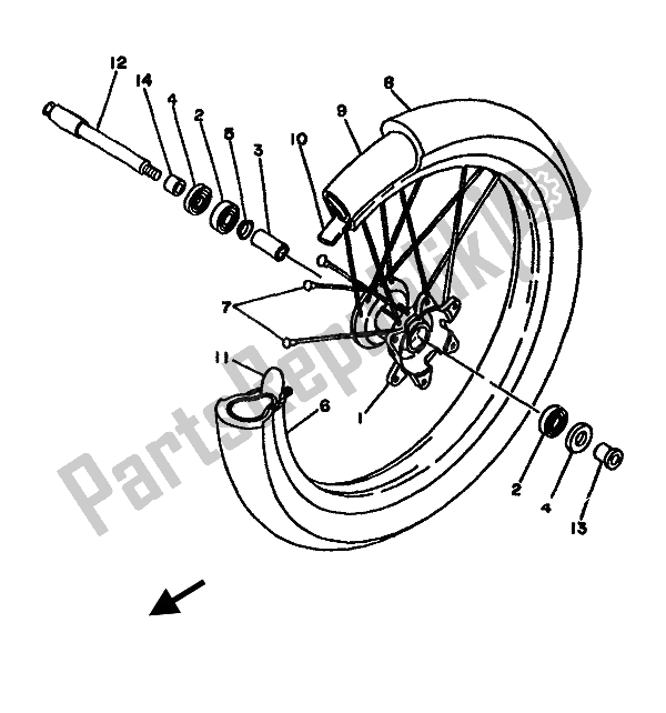 Toutes les pièces pour le Roue Avant du Yamaha YZ 125F LC 1994