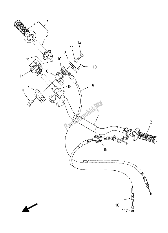 Alle onderdelen voor de Stuurhendel En Kabel van de Yamaha YZ 250 2015