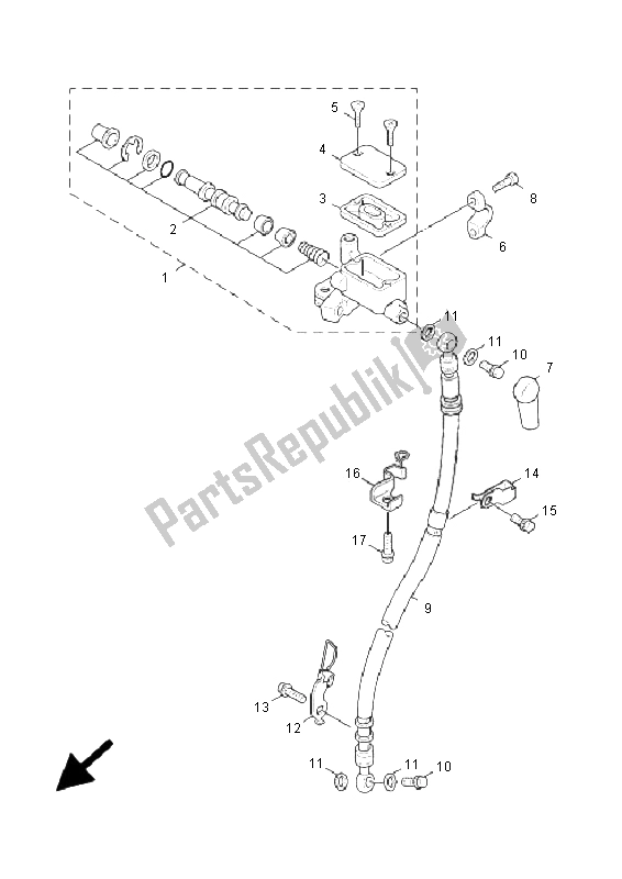 All parts for the Front Master Cylinder of the Yamaha XC 125 Cygnus 2005