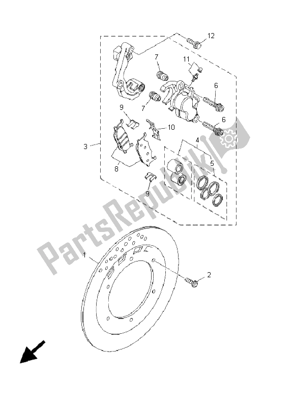 All parts for the Front Brake Caliper of the Yamaha XVS 250 Dragstar 2001