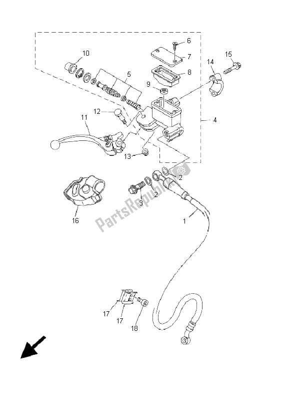 Todas las partes para Cilindro Maestro Delantero de Yamaha YZ 250 2001