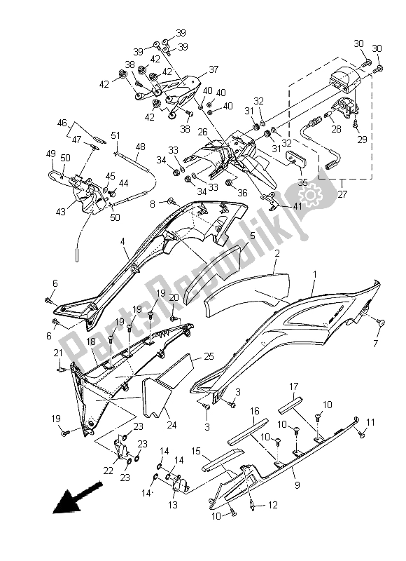 Alle onderdelen voor de Zijkap 2 van de Yamaha XP 500 2014