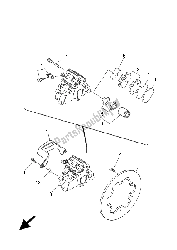 All parts for the Rear Brake Caliper of the Yamaha DT 125 RE 2005