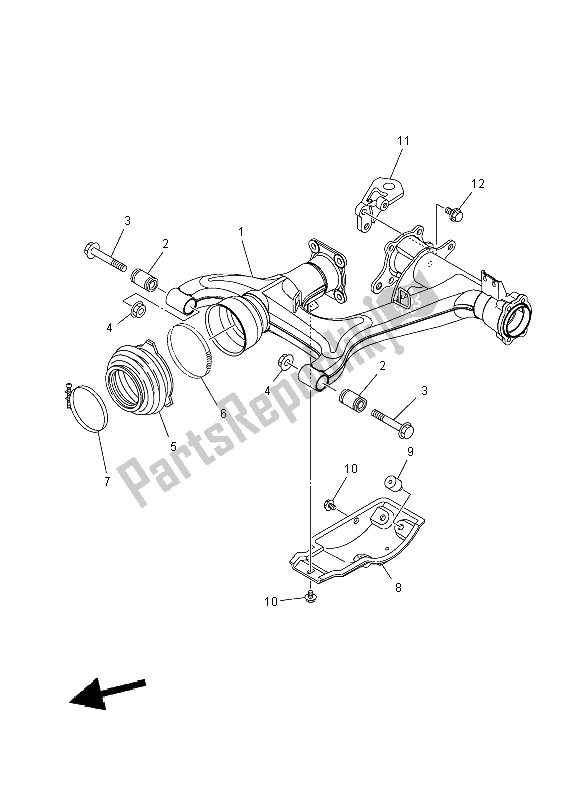 All parts for the Rear Arm of the Yamaha YFM 350 DE Grizzly 2014