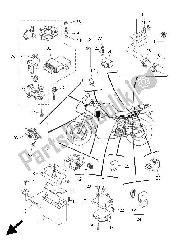 All parts for the Electrical 2 of the Yamaha FZ6 S 600 2005