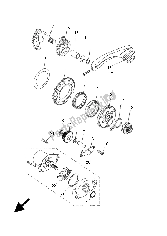 All parts for the Starter of the Yamaha CW 50 RS BWS 2009