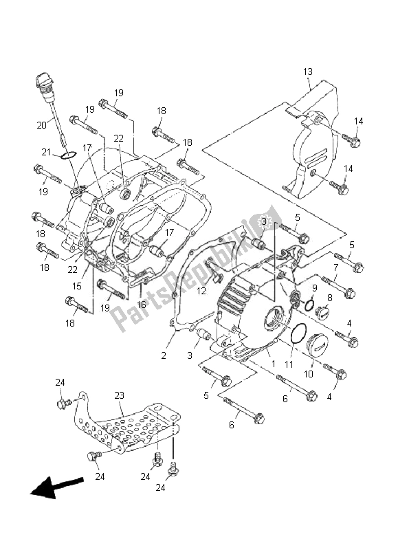 Alle onderdelen voor de Carterdeksel 1 van de Yamaha TT R 90E 2007