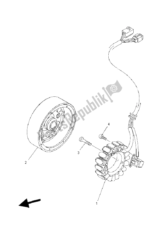 All parts for the Generator of the Yamaha YFM 450F Grizzly EPS 2011