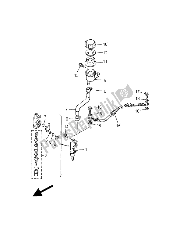 All parts for the Rear Master Cylinder of the Yamaha V MAX 12 1200 2002