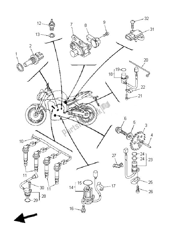 Tutte le parti per il Elettrico 1 del Yamaha FZ1 N Fazer 1000 2010