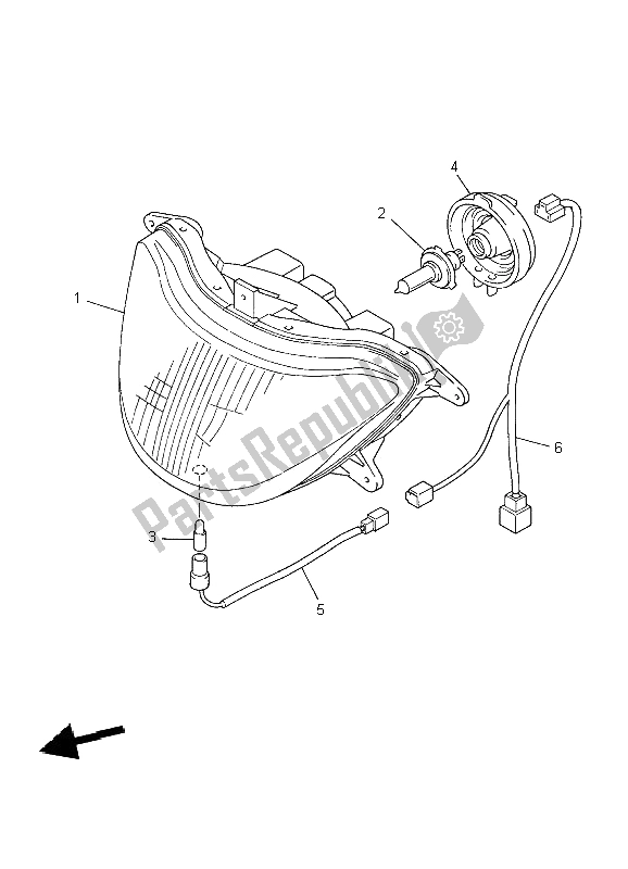 All parts for the Headlight of the Yamaha YZF 600R Thundercat 2002