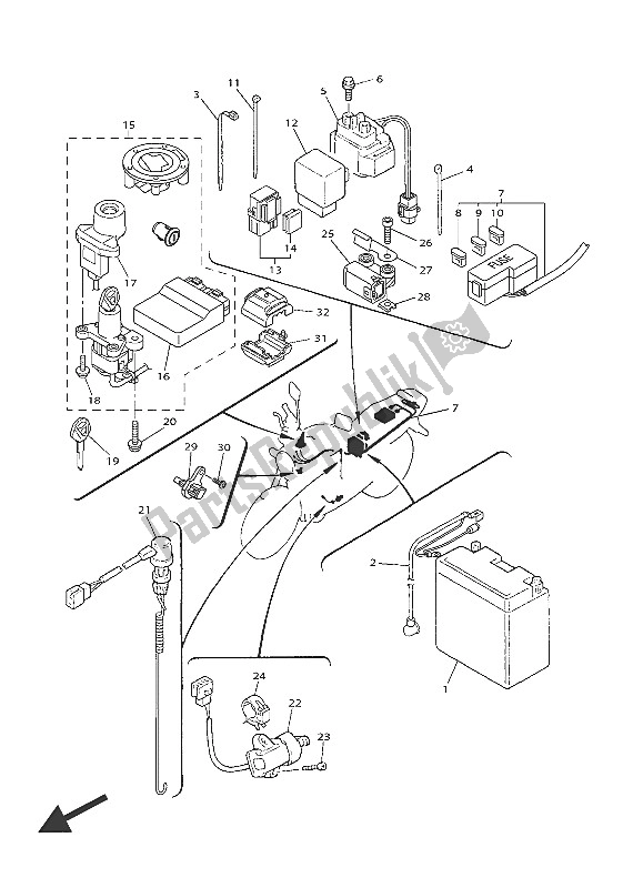 All parts for the Electrical 2 of the Yamaha XJR 1300C 2016