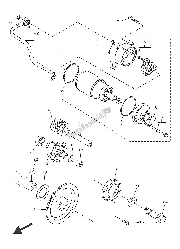 All parts for the Starter of the Yamaha XVS 1300A 2016