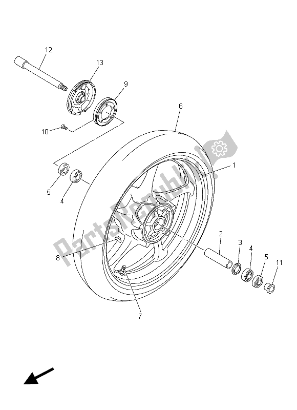 All parts for the Front Wheel of the Yamaha FZ8 SA 800 2015