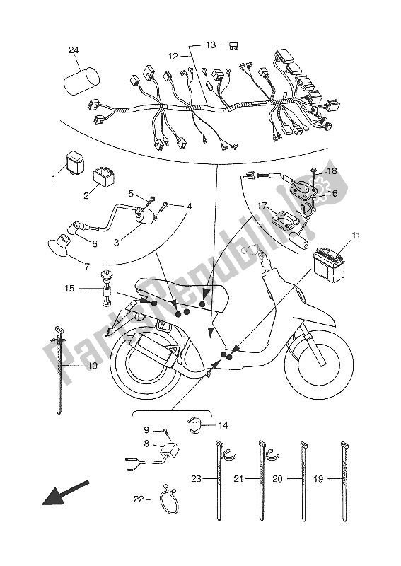 Todas as partes de Elétrica 2 do Yamaha CW 50 LN 2016