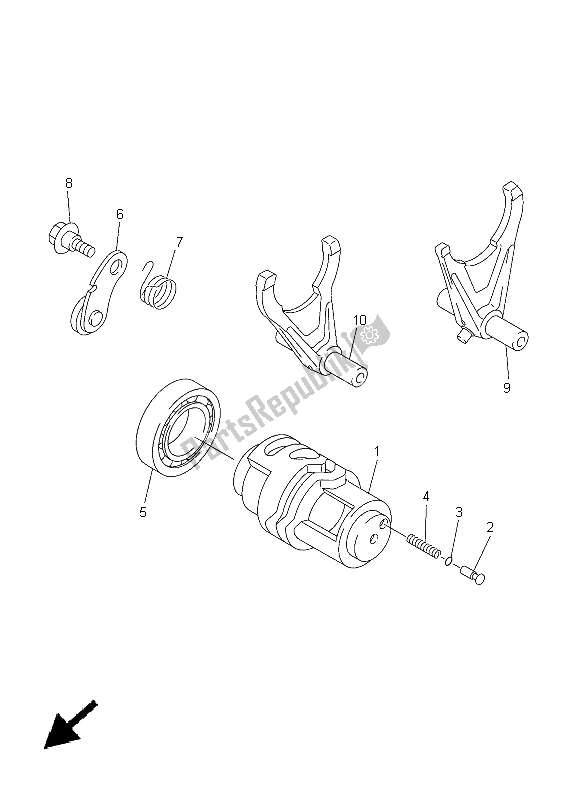 All parts for the Shift Cam & Fork of the Yamaha YZ 450F 2005