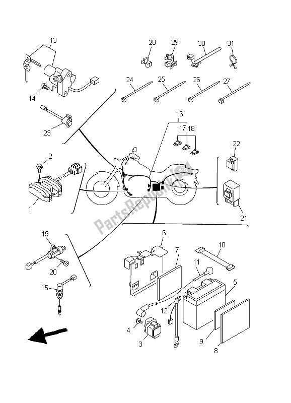 Alle onderdelen voor de Elektrisch 1 van de Yamaha XVS 650A Dragstar Classic 2002