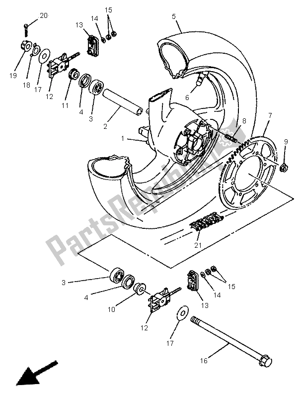 Todas as partes de Roda Traseira do Yamaha TDR 125 1996