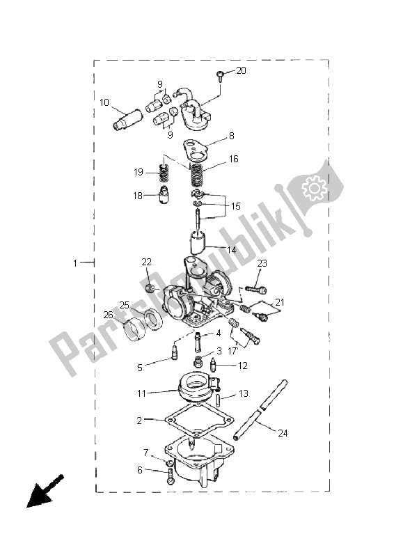 All parts for the Carburetor of the Yamaha PW 50 2005