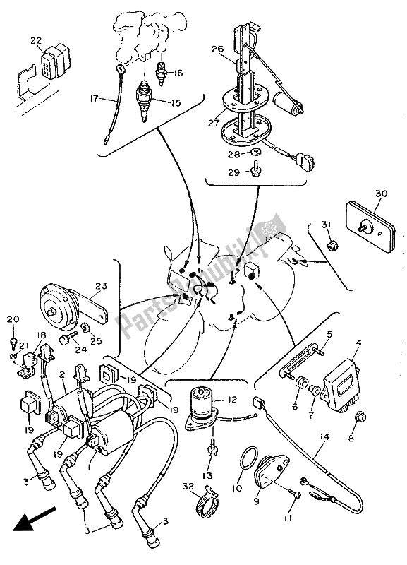 Todas las partes para Eléctrico 1 de Yamaha FZ 750 Genesis 1989