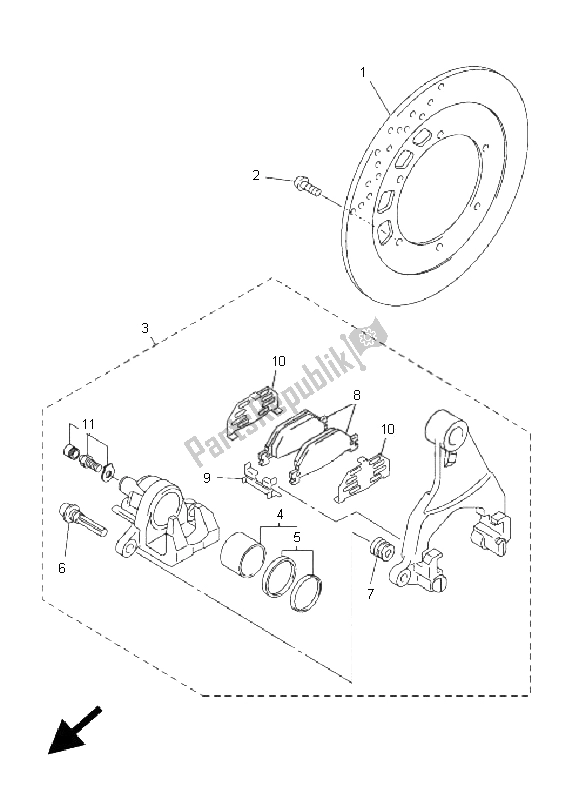 Todas las partes para Pinza De Freno Trasero de Yamaha FJR 1300A 2008