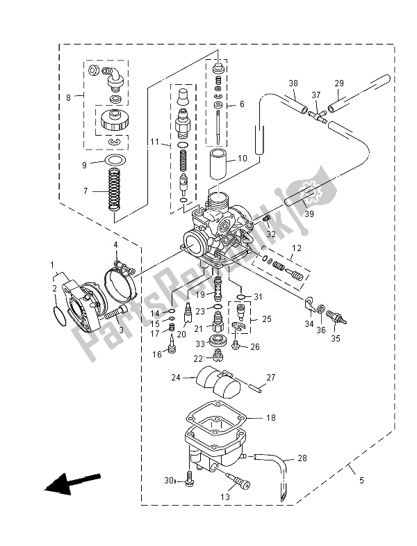 Toutes les pièces pour le Carburateur du Yamaha XT 125R 2007