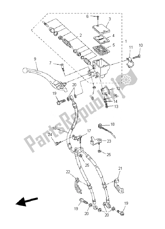All parts for the Front Master Cylinder of the Yamaha FZ1 N Fazer 1000 2007