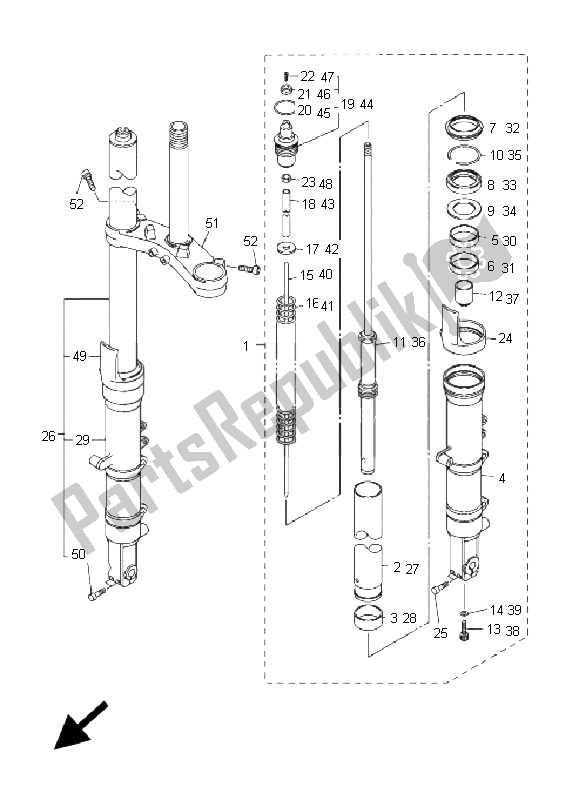 All parts for the Front Fork of the Yamaha FJR 1300 AS 2008