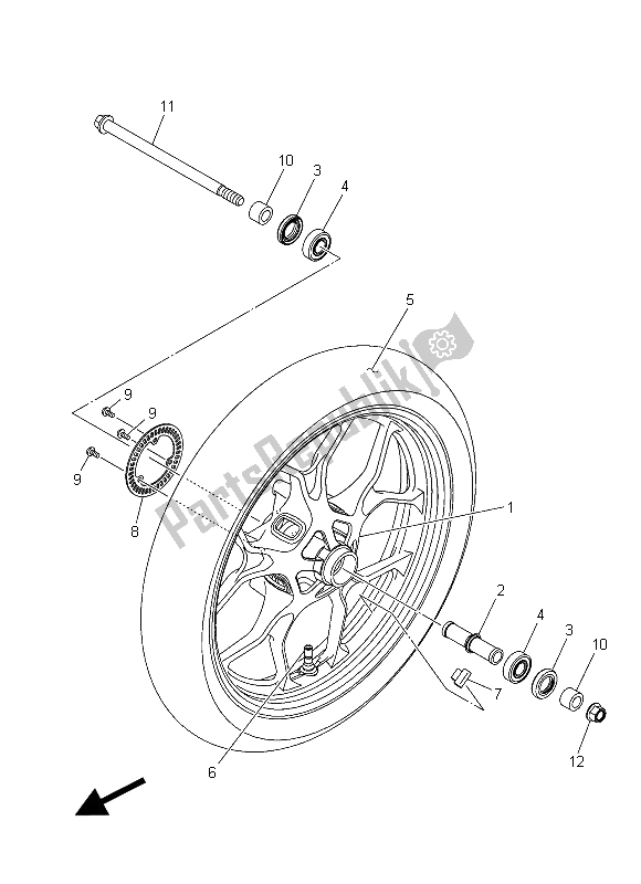 All parts for the Front Wheel of the Yamaha YZF R3A 300 2015