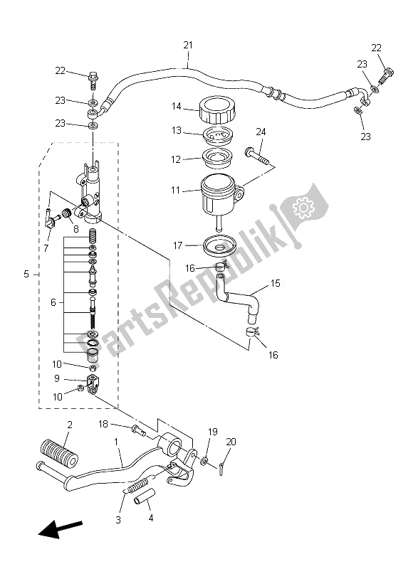 All parts for the Rear Master Cylinder of the Yamaha FZ8 N 800 2013