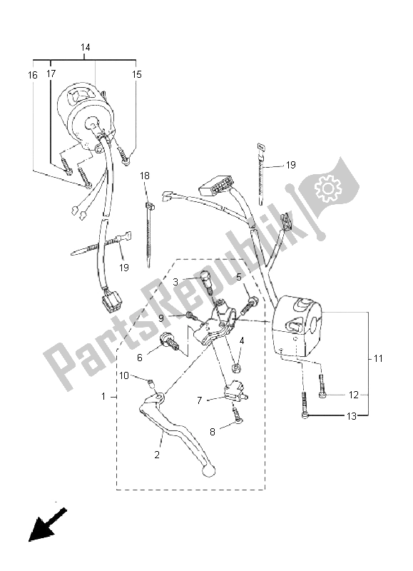 All parts for the Handle Switch & Lever of the Yamaha FZ6 S 600 2005