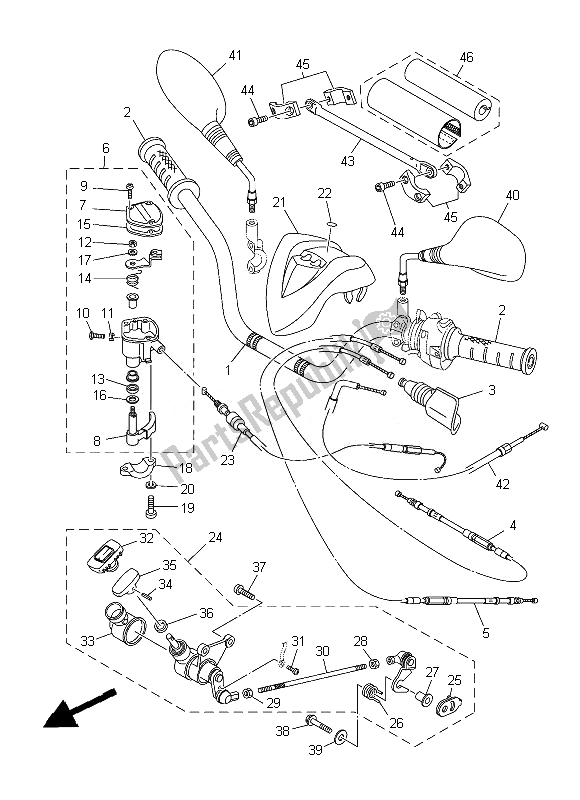 All parts for the Steering Handle & Cable of the Yamaha YFM 350R Raptor 2013