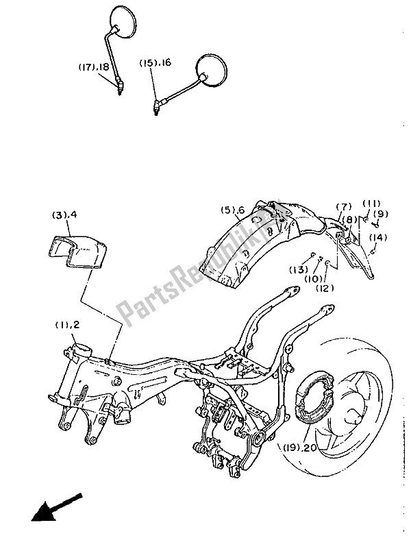 Tutte le parti per il Alternato (telaio) del Yamaha XV 1000 SE Virago 1988