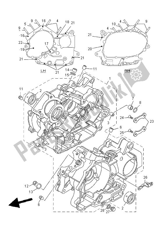 All parts for the Crankcase of the Yamaha XVS 650 Dragstar 2002