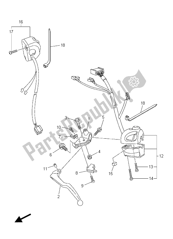 Tutte le parti per il Impugnatura Interruttore E Leva del Yamaha FZ8 S 800 2015