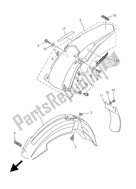 All parts for the Fender of the Yamaha YZ 250 2005