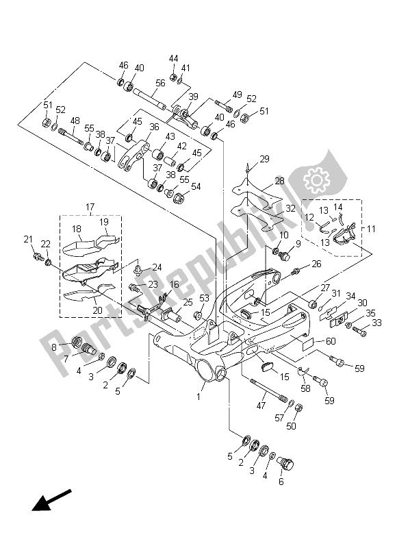 Todas as partes de Braço Traseiro do Yamaha VMX 17 1700 2015