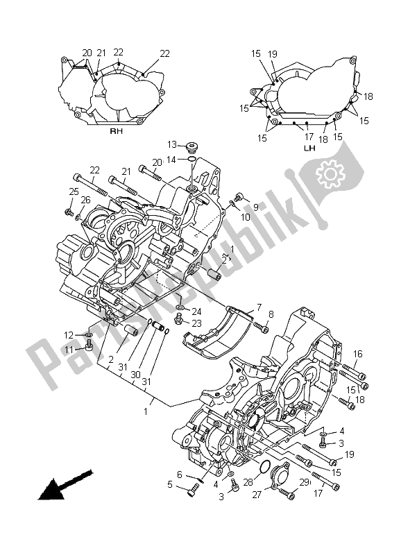 Tutte le parti per il Carter del Yamaha XV 1600A Wildstar 2001