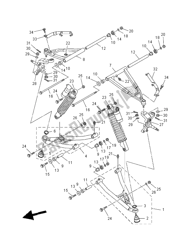 Toutes les pièces pour le Suspension Avant Et Roue du Yamaha YFM 700R SE 2012